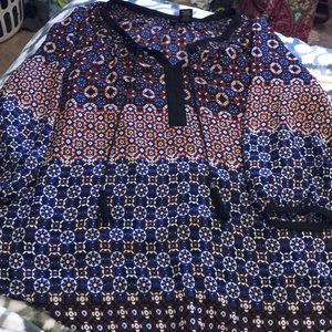 Blue and Brown Blouse